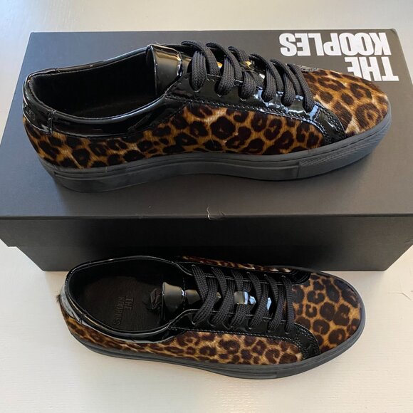 NIB NEW The Kooples Leo Poulain Leather Animal Print Sneaker 38 - Picture 1 of 6